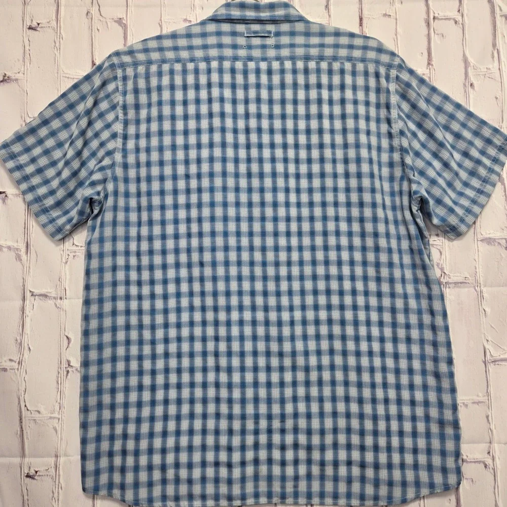 VTG Y2K The North Face Mens Plaid Short Sleeve Button Up‎ Shirt XXL Blue Outdoor